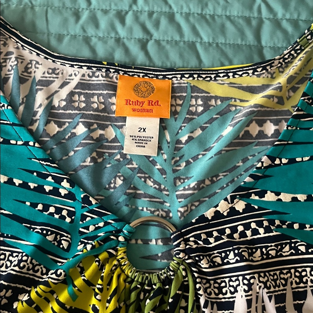 Ruby Rd. Multicolor Leaf Print Tunic - image 3